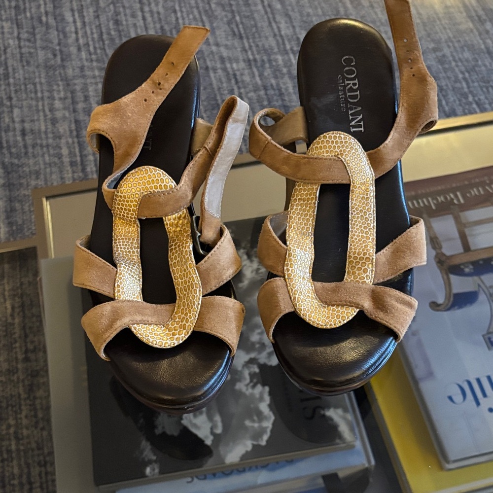 Cordani Brown and Gold Strappy Sandals